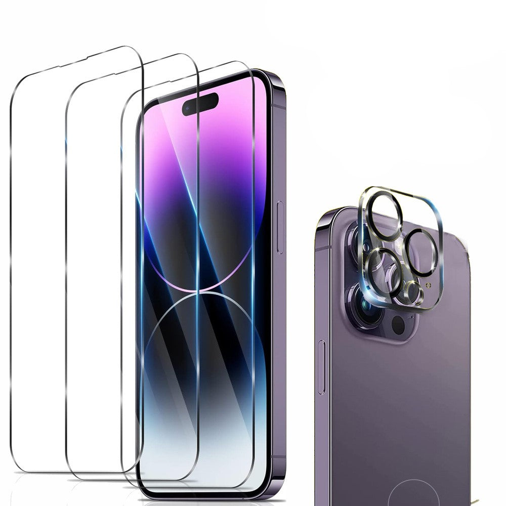Lot de 3 films Protection d'écran HD pour iPhone 16 15 14 13 12 11 Pro Max en verre trempé