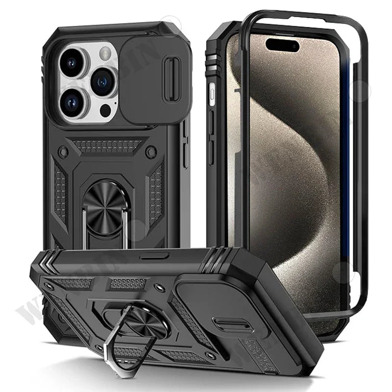 Coque robuste avec béquille à 360 degrés pour iPhone