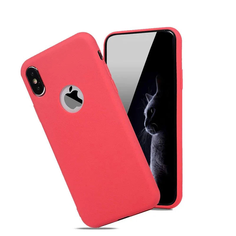 Coque de protection en silicone mat pour iPhone X, XR, XS , 12 Mini, 11 Pro