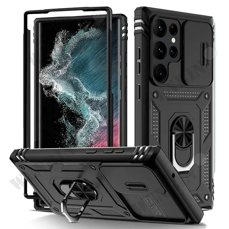 Coque robuste avec béquille à 360 degrés pour Samsung S25 Ultra, S24, S23, S22...