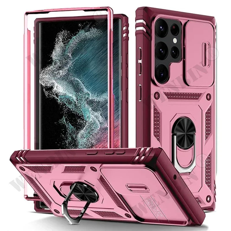 Coque robuste avec béquille à 360 degrés pour Samsung S25 Ultra, S24, S23, S22...