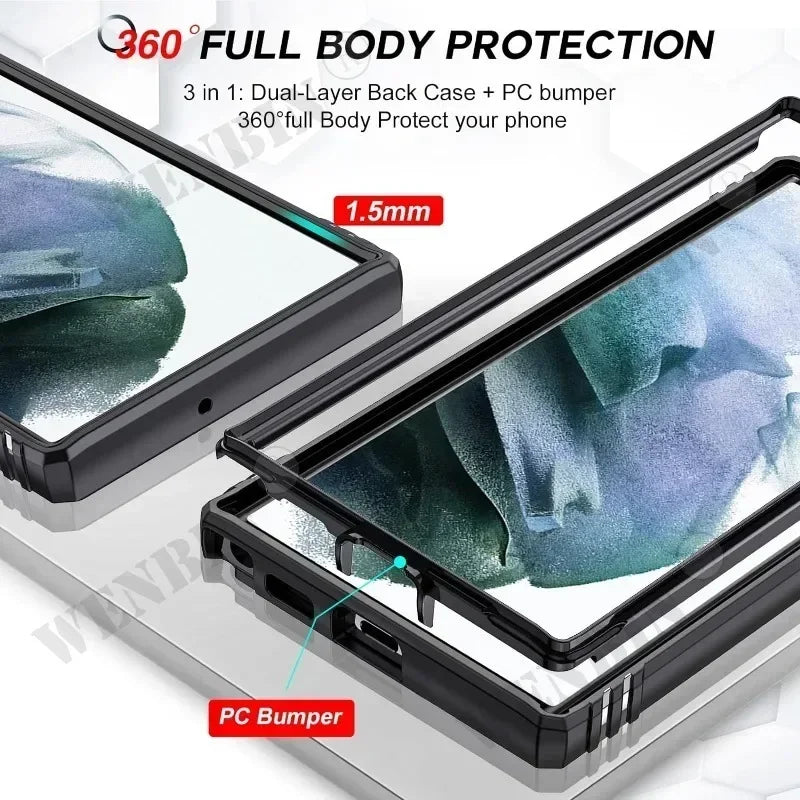 Coque robuste avec béquille à 360 degrés pour Samsung S25 Ultra, S24, S23, S22...
