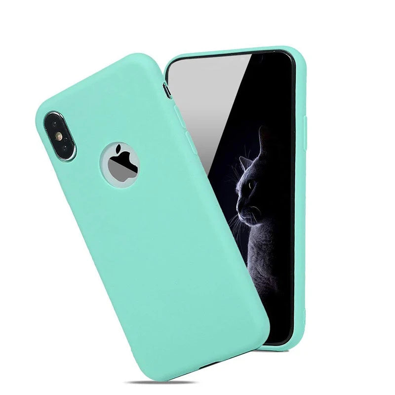 Coque de protection en silicone mat pour iPhone X, XR, XS , 12 Mini, 11 Pro