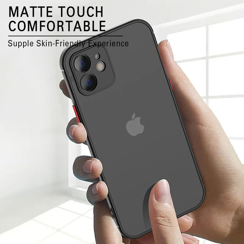 Coque de protection mate antichoc de luxe pour iPhone 11, 12, 13 Pro Max, XR, XS, X, 7, 8 Plus, SE Mini