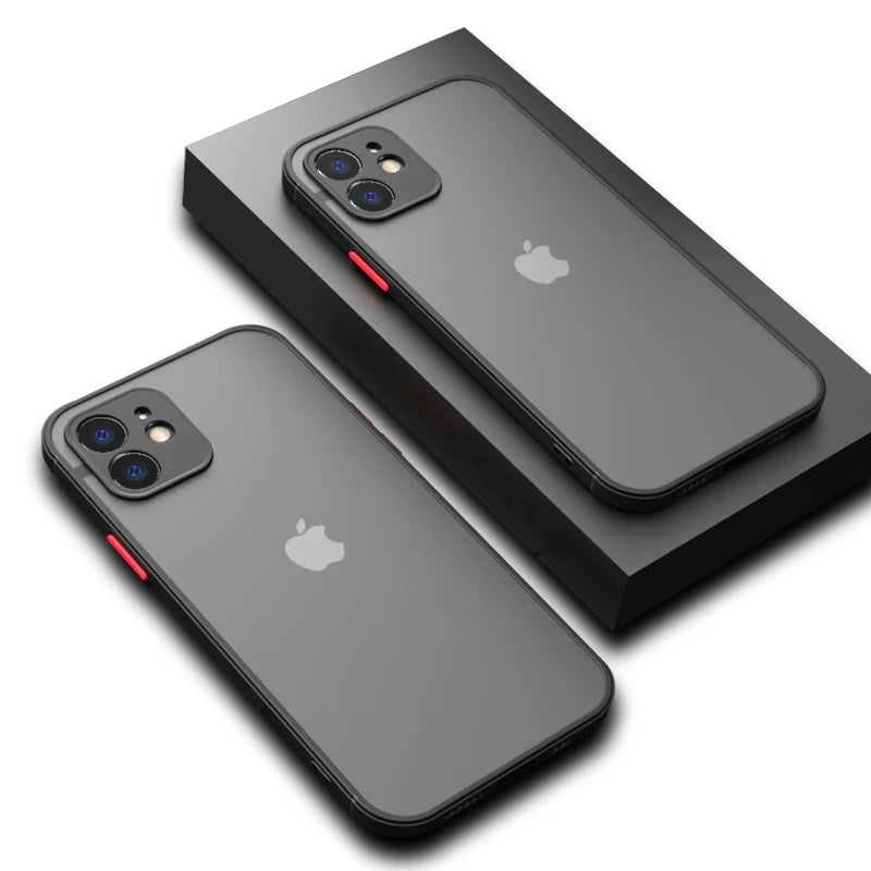 Coque de protection mate antichoc de luxe pour iPhone 11, 12, 13 Pro Max, XR, XS, X, 7, 8 Plus, SE Mini