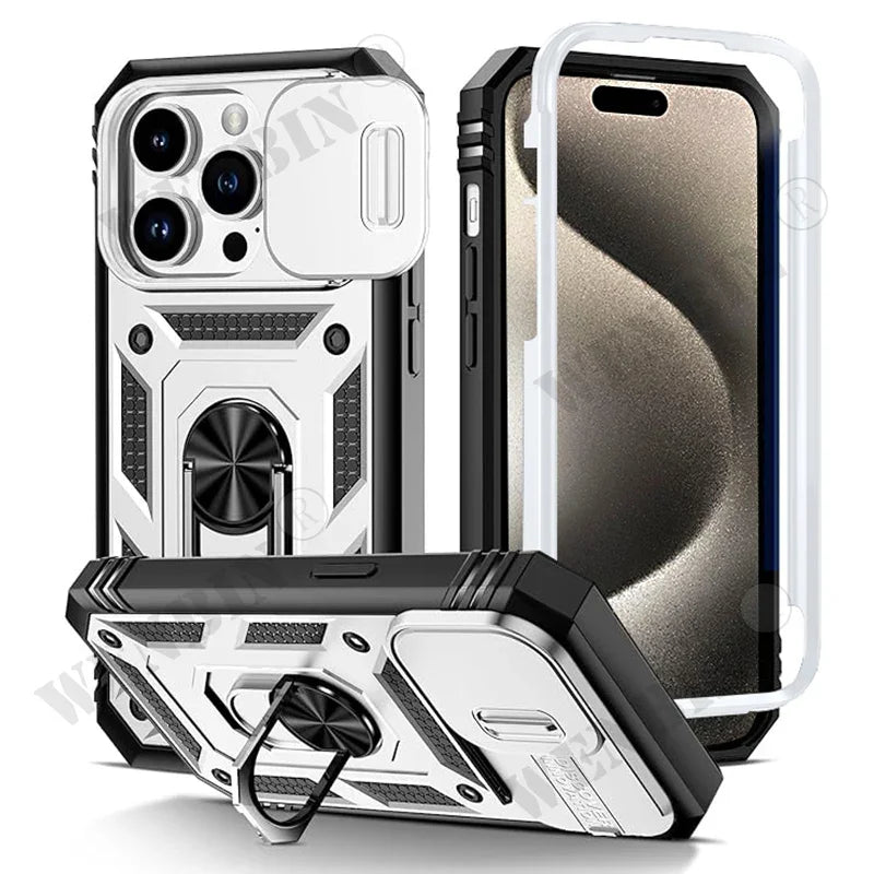 Coque robuste avec béquille à 360 degrés pour iPhone