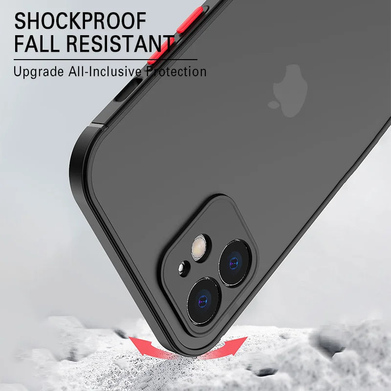Coque de protection mate antichoc de luxe pour iPhone 11, 12, 13 Pro Max, XR, XS, X, 7, 8 Plus, SE Mini