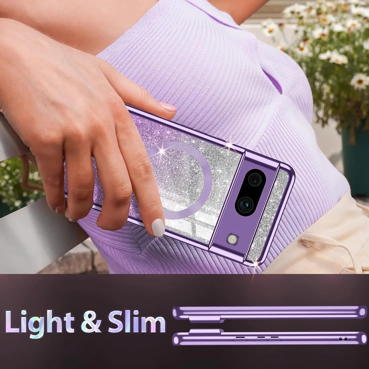 Coque transparente pailletée pour téléphone Magsafe pour Google Pixel