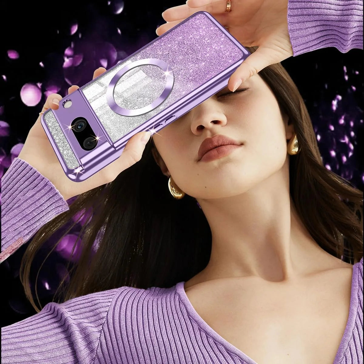 Coque transparente pailletée pour téléphone Magsafe pour Google Pixel