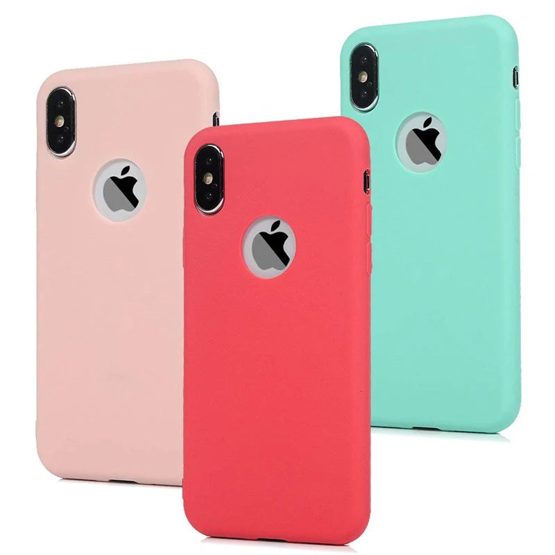 Coque de protection en silicone mat pour iPhone X, XR, XS , 12 Mini, 11 Pro