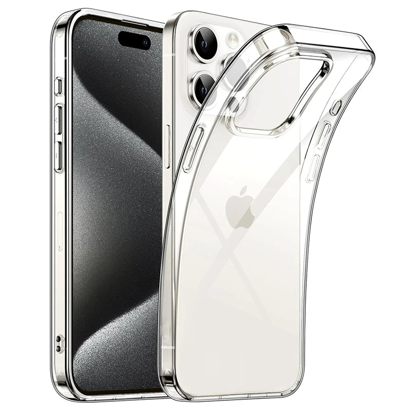 Coque souple en silicone noir transparent originale pour iPhone 15 Pro Max,14, 13, 12 Mini, 11 Pro Max