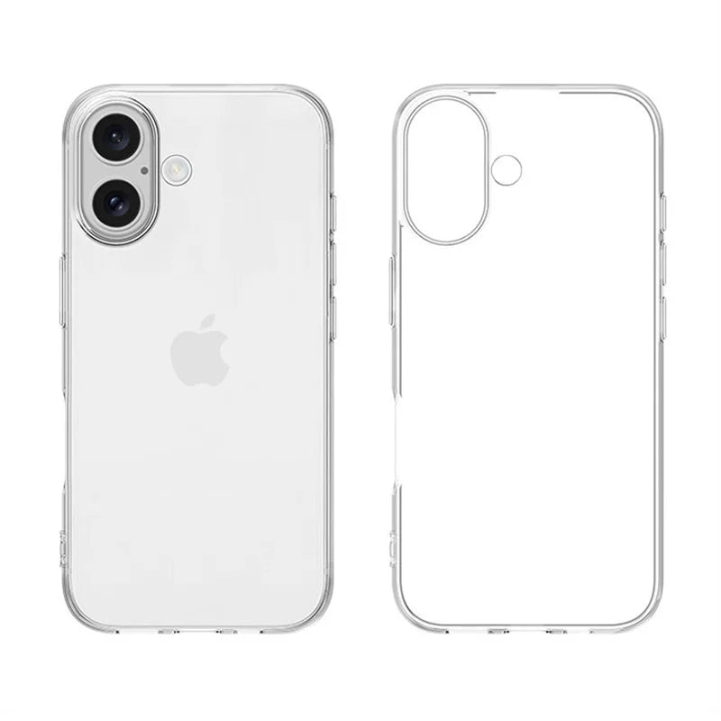 Coque ultra fine en silicone TPU transparent pour iPhone 16 Pro Max Plus