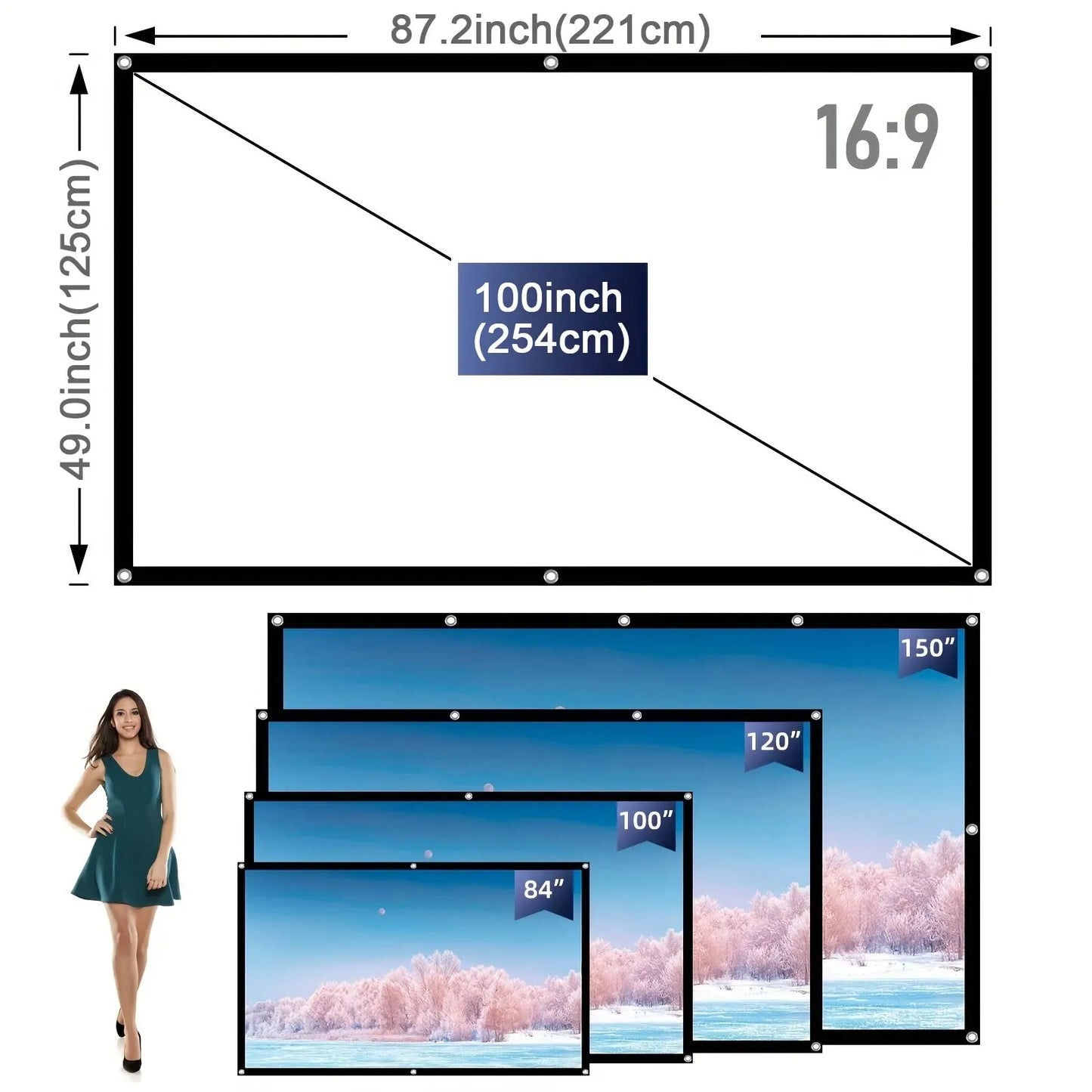 Écran de projection léger et portable en tissu sans plis - Ma boutique